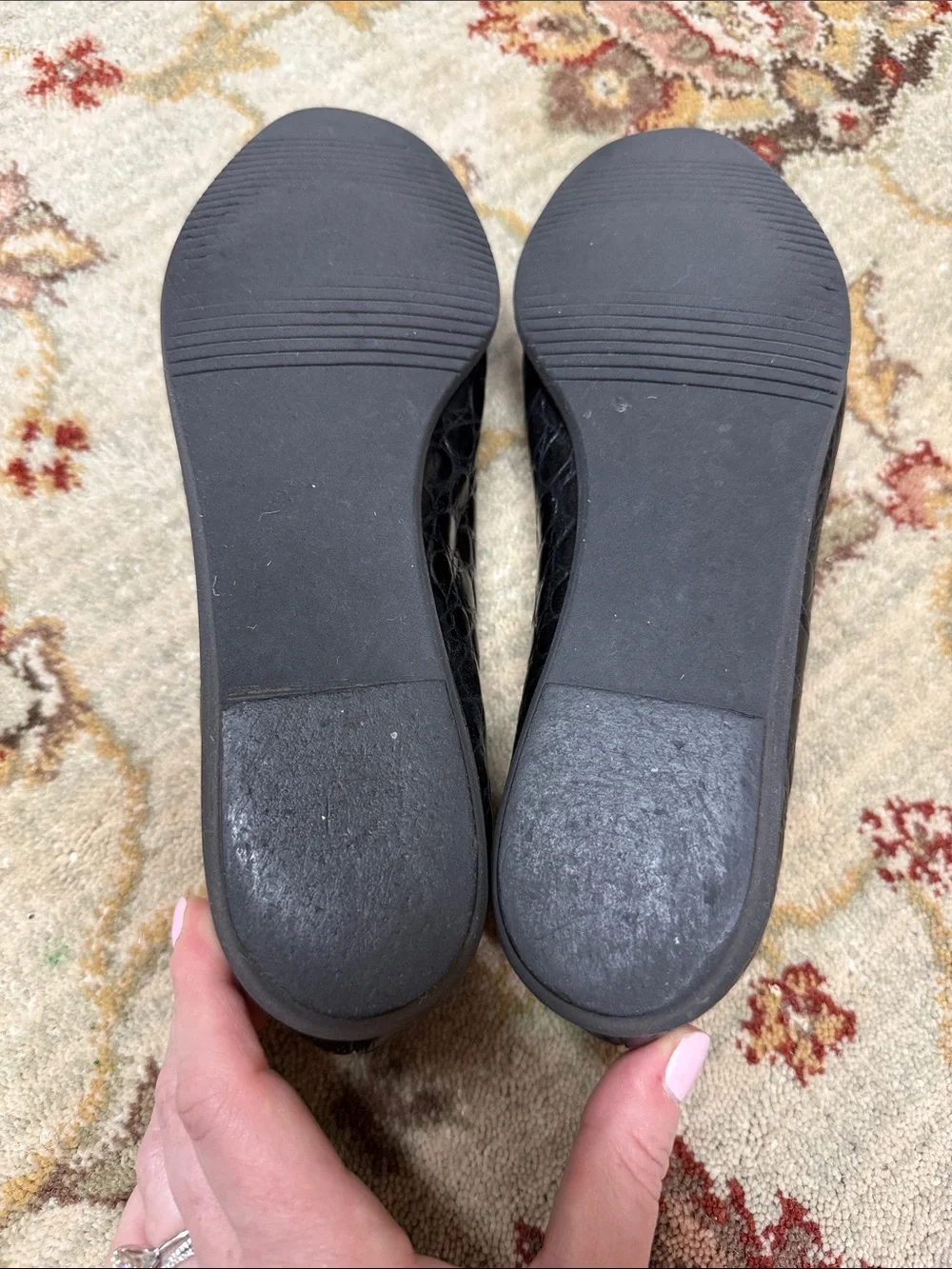 Salvatore Ferragamo Strana style Black Croc-Embossed Leather Flats